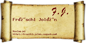 Fröschl Jolán névjegykártya